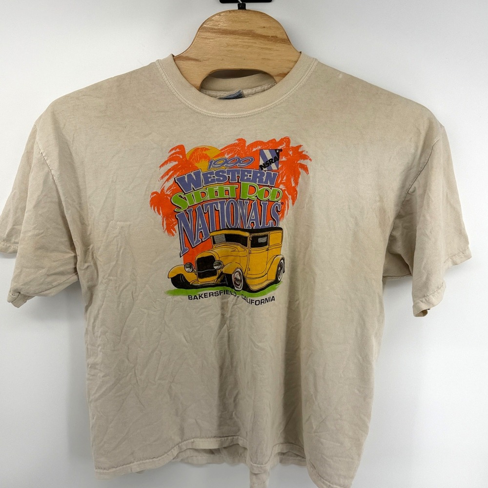 Vintage 1999 Western Street Rod Nationals Bakersfield CA T-Shirt Tan XXL NSRA